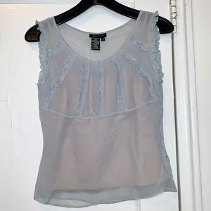 BCBGMAXAZRIA Light Blue Sheer Sleeveless Top XS
